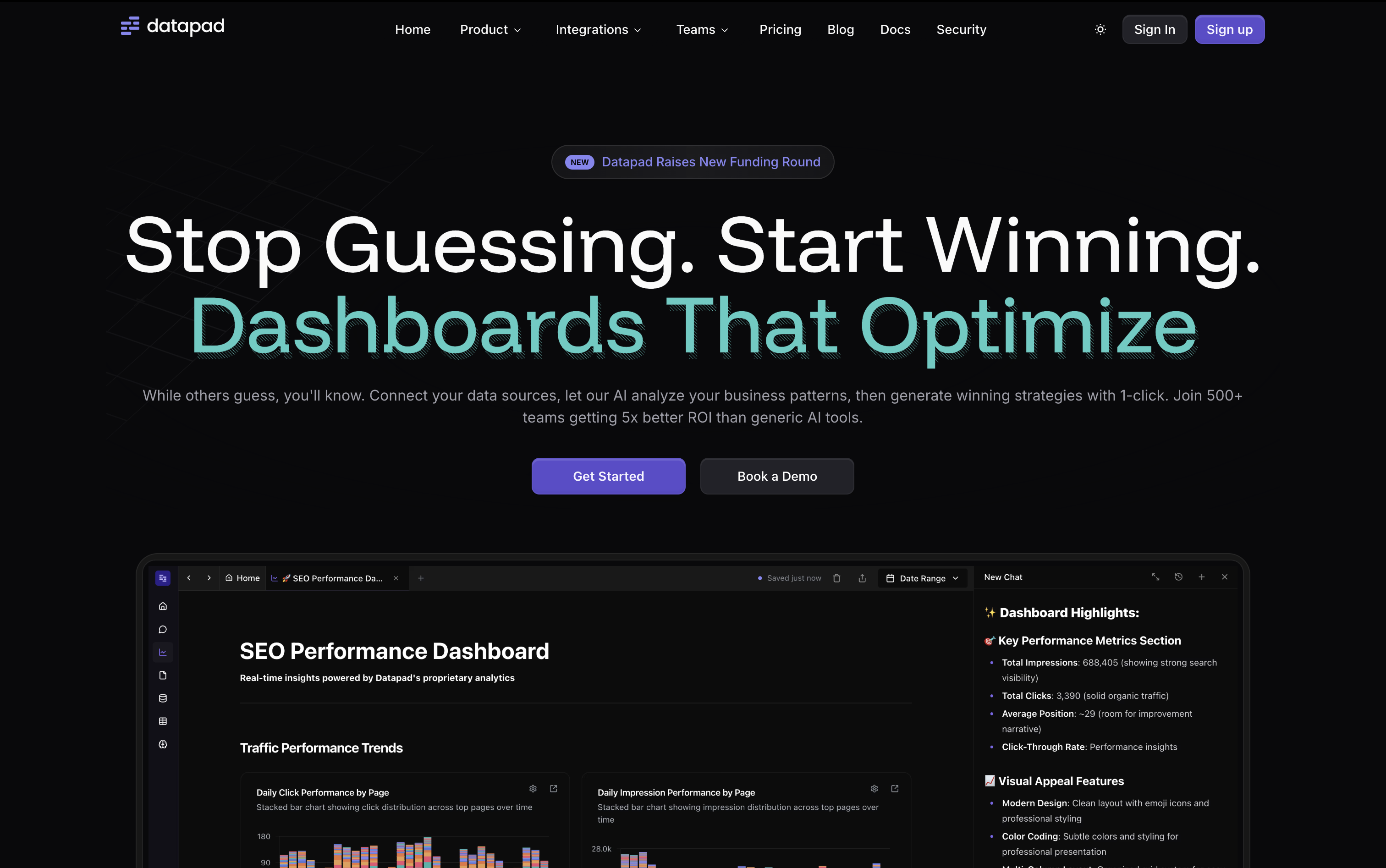 Datapad home page screenshot