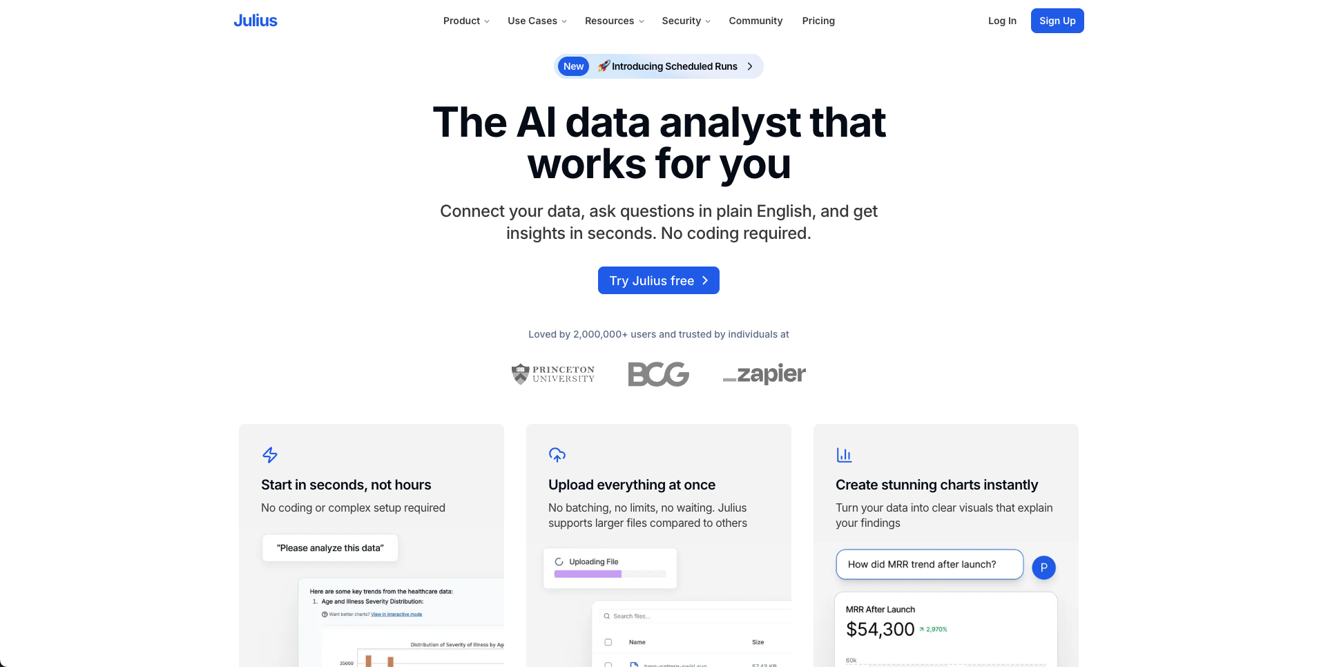 julius ai home page screenshot