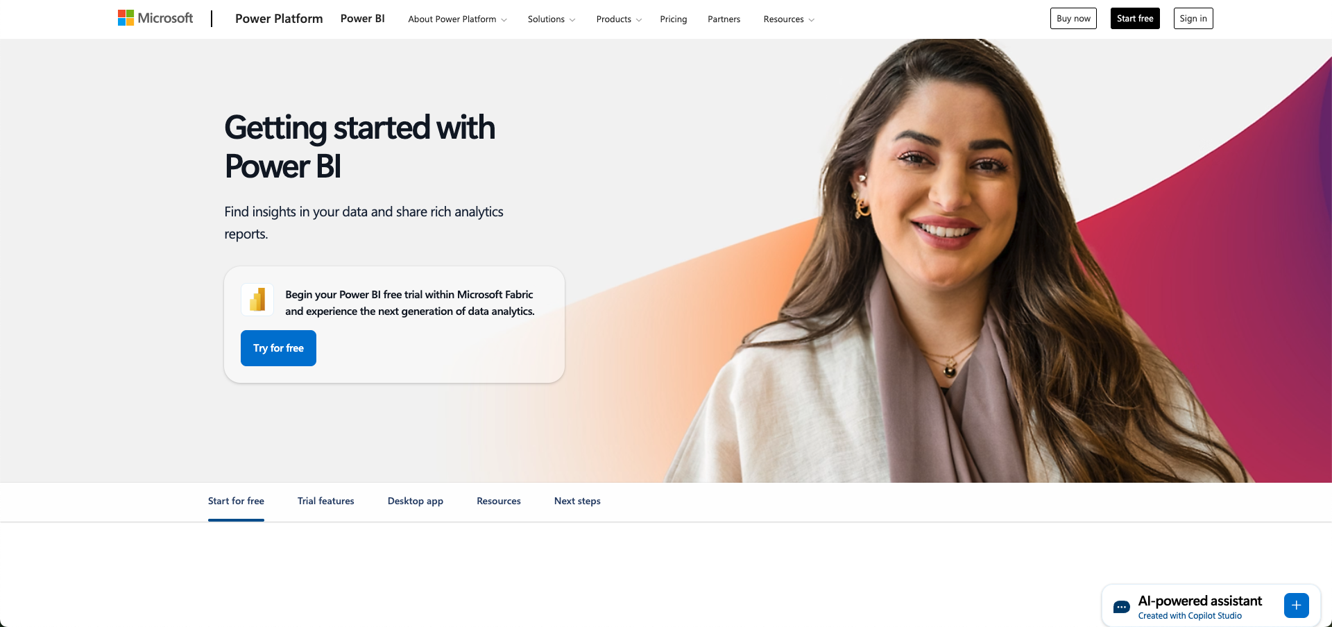 powerbi ai home page screenshot